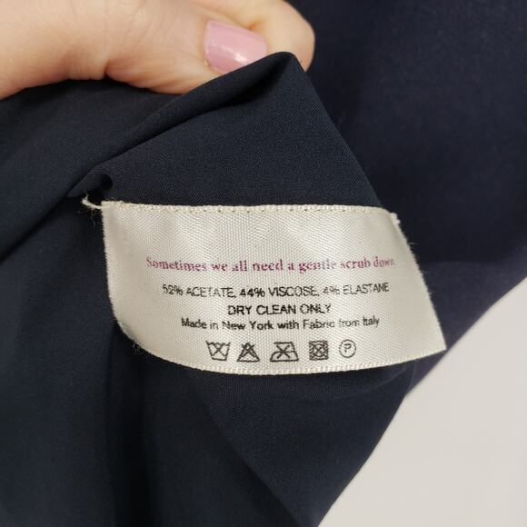 MM Lafleur Eleanor Dress 16 Midnight Navy Blue Twist Ruched A Line Minimalist - Picture 12 of 12